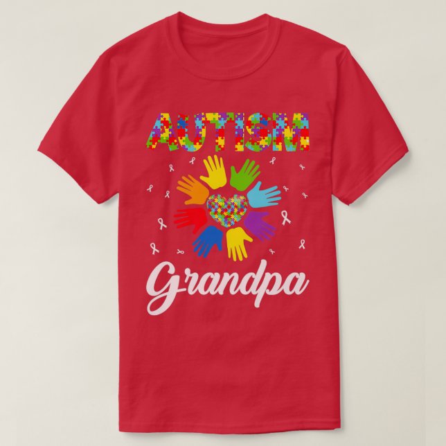 Camiseta Autismo Abuelo Funny Amo Corazón Autismo Concienci (Diseño del anverso)