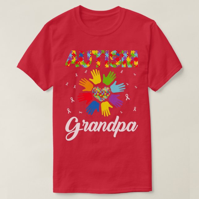 Camiseta Autismo Abuelo Funny Amo Corazón Autismo Concienci (Diseño del anverso)