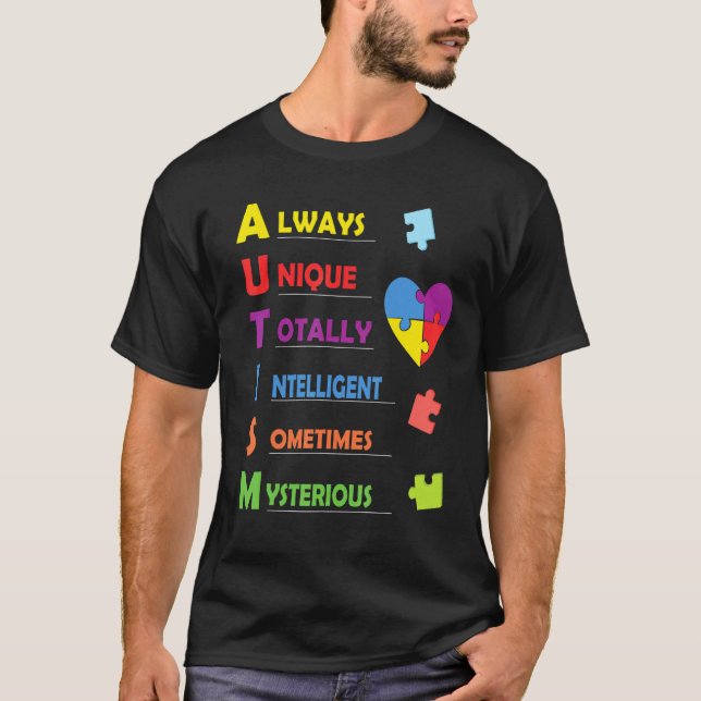 Camiseta Autismo Acrónimo y pieza del rompecabezas (Anverso)