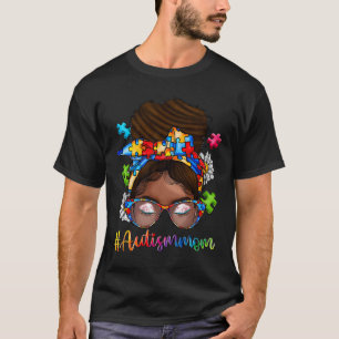 Camiseta Autismo afro-mamá tiene el pelo de autismo norteam