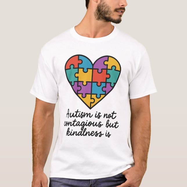 Camiseta Autismo Amabilidad Corazón Rompecabezas Diseño de  (Anverso)