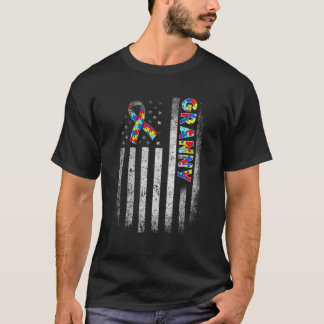 Camiseta Autismo angustiado Granny Bandera Estadounidense H