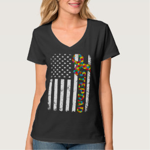 Camiseta Autismo angustiado Stepdad American Flag Family Ma