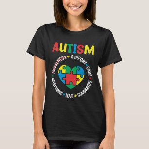 Camiseta Autismo Apoyo Aceptación de Cuidados Amar a la Com