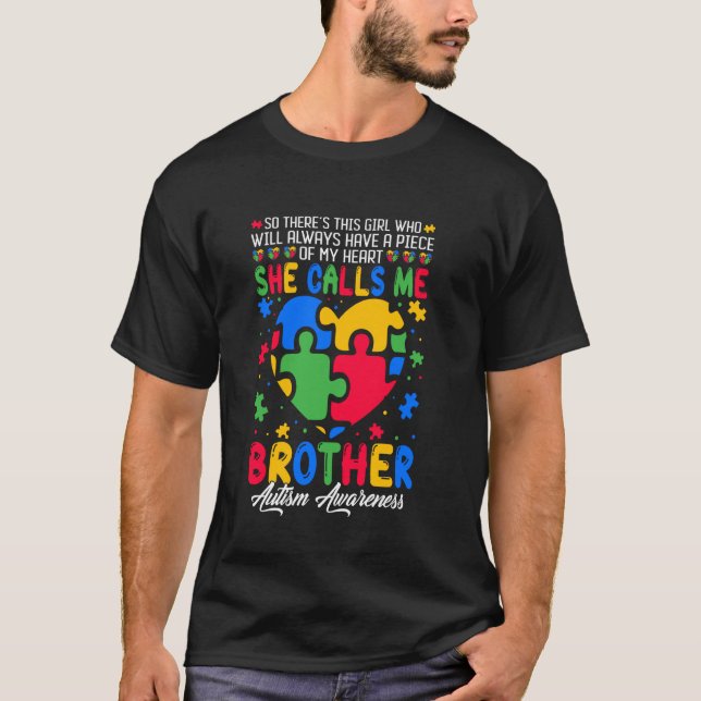 Camiseta Autismo Apoyo familiar me llama autismo hermano (Anverso)