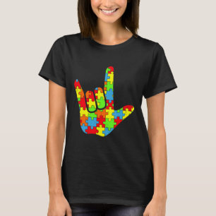 Camiseta Autismo ASL Amor Idioma Rótulo Autismo Conciencia 