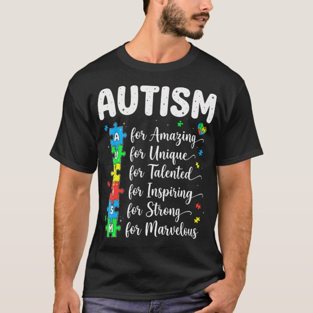 Camiseta Autismo Asombroso Único Talentoso Inspirador Fuert (Anverso)