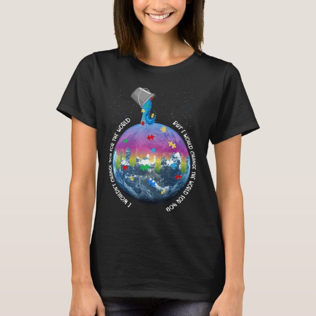 Camiseta Autismo-Autismo La Conciencia Cambia El Mundo Para (Anverso)