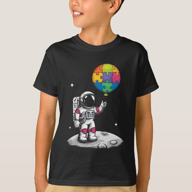 Camiseta Autismo autista astronauta espacio en globo (Anverso)