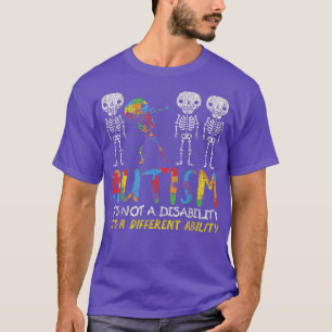 Camiseta Autismo Awerness Skeleton Dabbing Autiístico