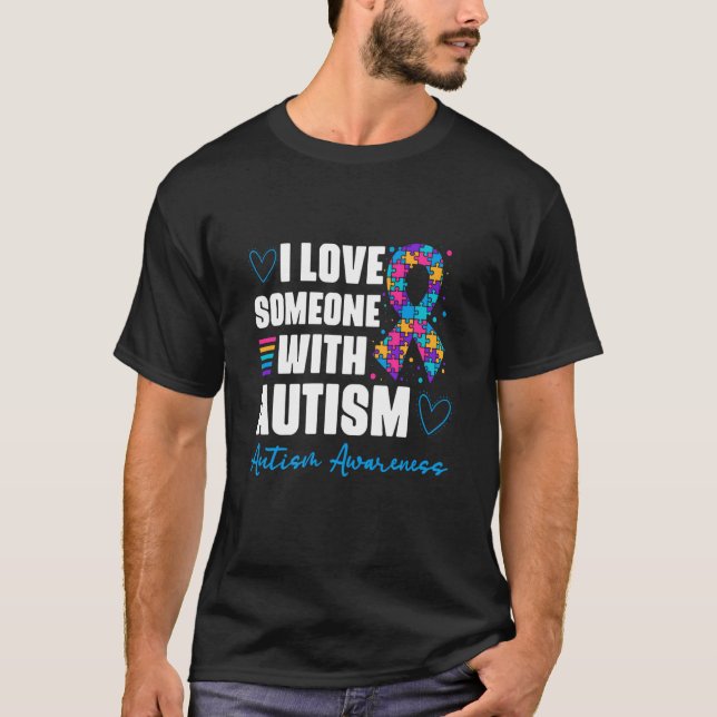 Camiseta Autismo azul que amo a alguien con conciencia de a (Anverso)