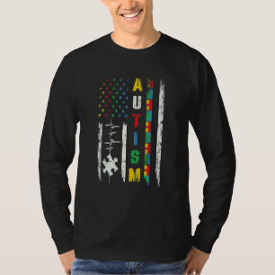 Camiseta Autismo Bandera Americana Rompe Conciencia Autista