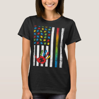 Camiseta Autismo Bandera Americana Rompe Conciencia sobre A