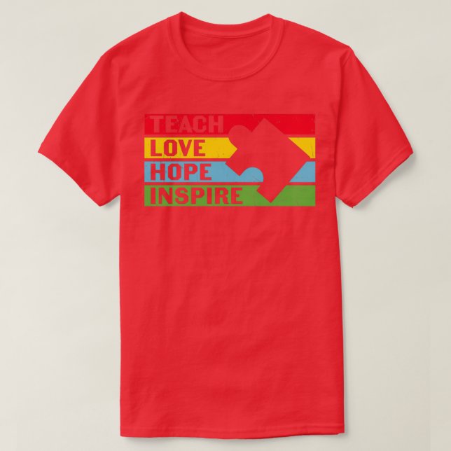 Camiseta Autismo Cita Autismo Maestra Amor Esperanza Inspir (Diseño del anverso)