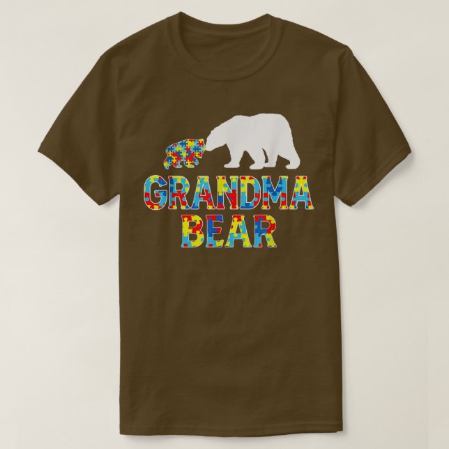 Camiseta Autismo Conciencia Abuela Bear Puzzle Support Auti (Diseño del anverso)