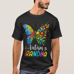 Camiseta Autismo Conciencia Abuela Mariposa colorida