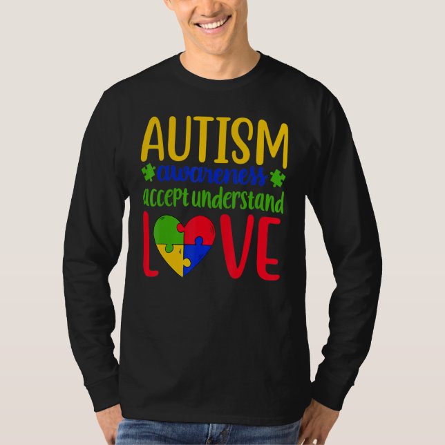 Camiseta Autismo Conciencia acepta entender que el amor es  (Anverso)
