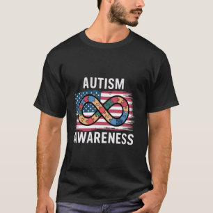 Camiseta Autismo Conciencia Aceptación Bandera USA Símbolos