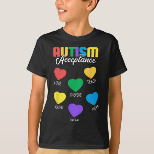 Camiseta Autismo Conciencia Aceptación Corazón Hombres Muje