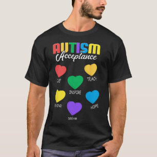 Camiseta Autismo Conciencia Aceptación Corazón Hombres Muje
