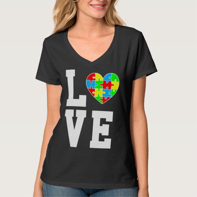 Camiseta Autismo Conciencia Amor Autismo Apoyo familiar al  (Anverso)