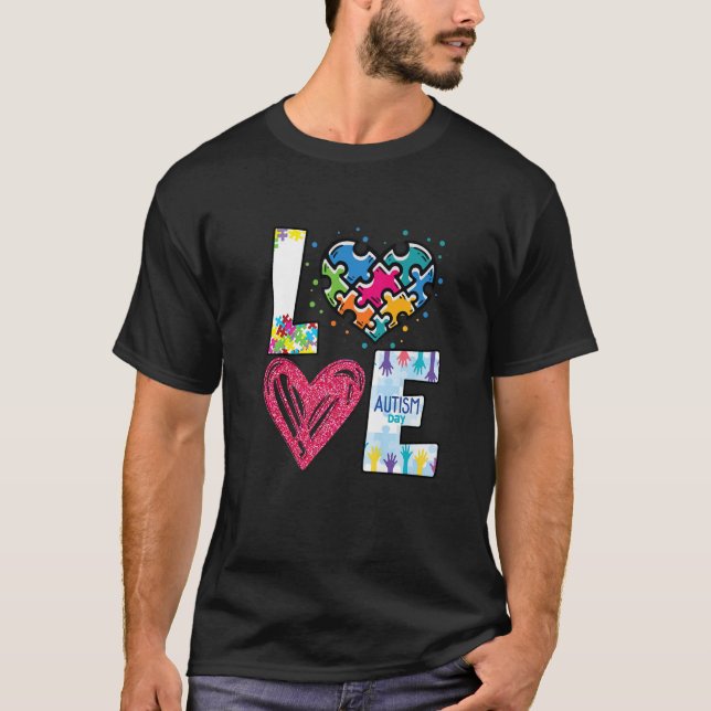 Camiseta Autismo Conciencia Amor Autismo Mamás Maestras de  (Anverso)