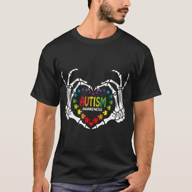 Camiseta Autismo Conciencia Amor Rompecabezas del Corazón (Anverso)