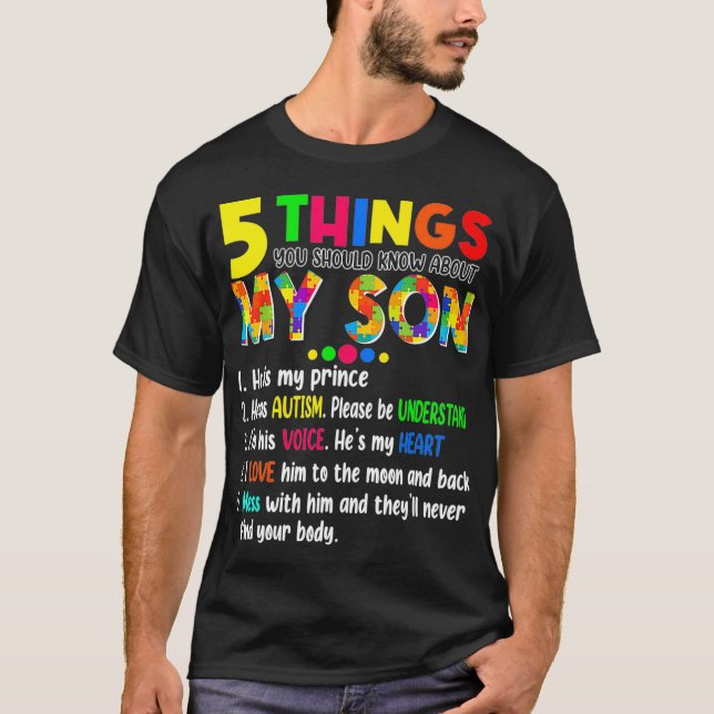Camiseta Autismo Conciencia apoya autismo hijo de madre D (Anverso)