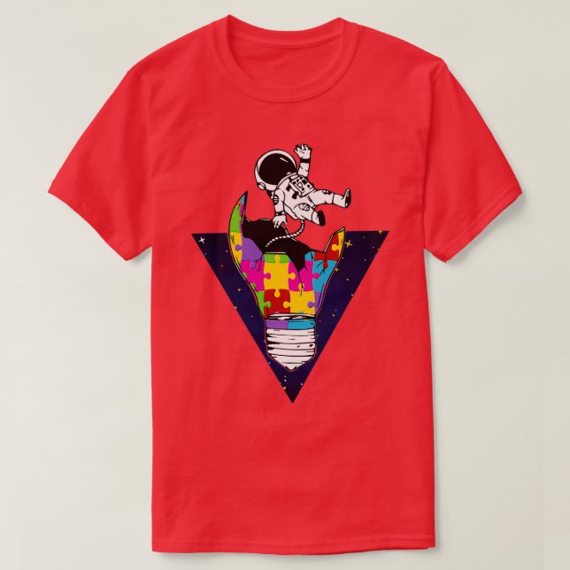 Camiseta Autismo Conciencia Astronauta Rompecabezas Autista (Diseño del anverso)