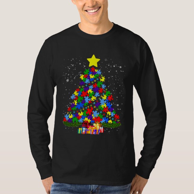 Camiseta Autismo Conciencia Autismo Árbol de Navidad (Anverso)