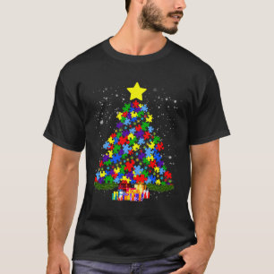 Camiseta Autismo Conciencia Autismo Árbol de Navidad