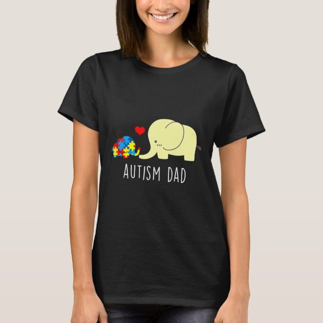 Camiseta Autismo Conciencia Autismo Elefante Papá (Anverso)