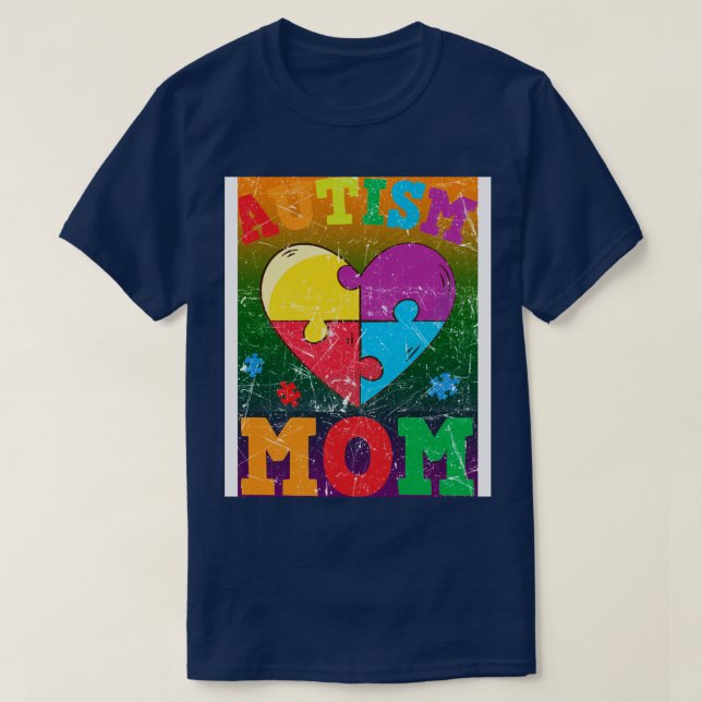Camiseta Autismo Conciencia Autismo Madre Autismo Corazón d (Diseño del anverso)