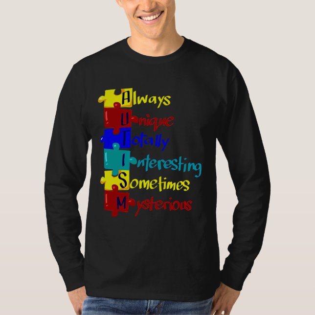Camiseta Autismo Conciencia Autismo Rompecabezas de acrónim (Anverso)