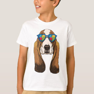 Camiseta Autismo Conciencia Basset Hound Dog Puzzle Niños