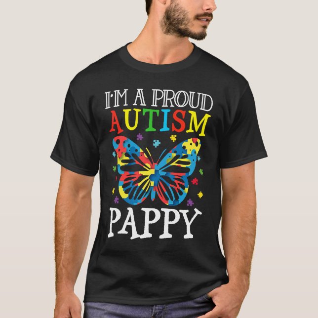 Camiseta Autismo Conciencia Butterfly Soy un orgulloso papa (Anverso)