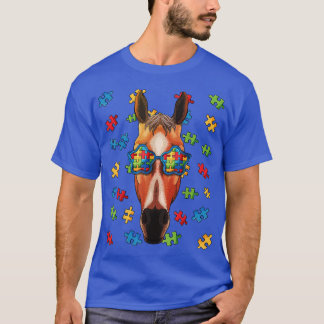Camiseta Autismo Conciencia Caballo Rompecabezas Gafas de s
