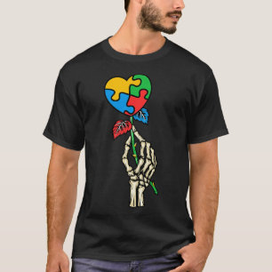Camiseta Autismo Conciencia Calavera Rosa de autismo Pieza 