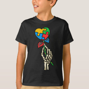 Camiseta Autismo Conciencia Calavera Rosa de autismo Pieza