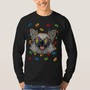 Camiseta Autismo Conciencia Chihuahua Puzzle Sungafas Autis