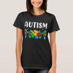 Camiseta Autismo Conciencia Coquette Bow Sunflower Puzzle