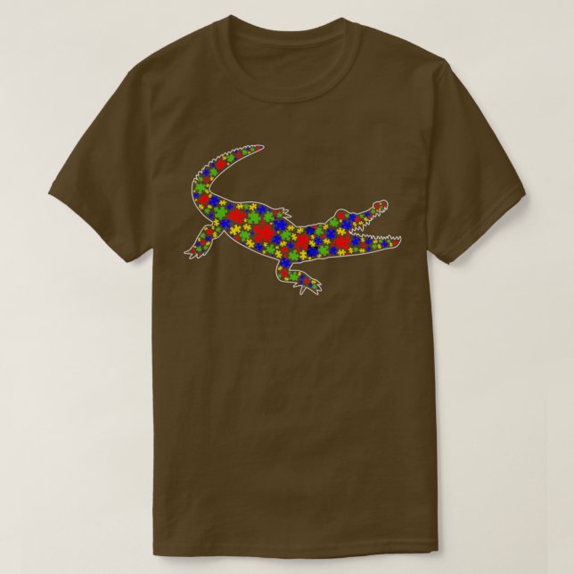 Camiseta Autismo Conciencia Cuidada Alligator Pieza de romp (Diseño del anverso)