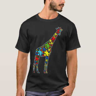 Camiseta Autismo Conciencia Cute Giraffe Rompecabezas Anima