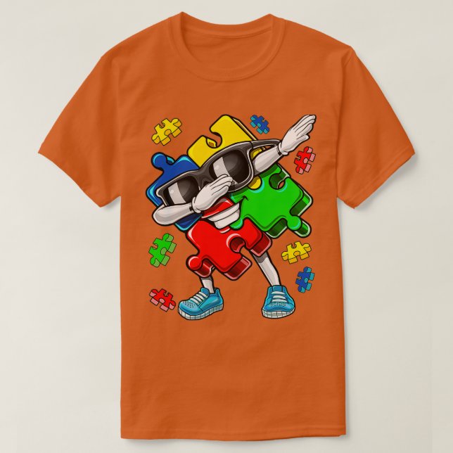 Camiseta Autismo Conciencia Dabbing Puzzle Niños regalo (Diseño del anverso)