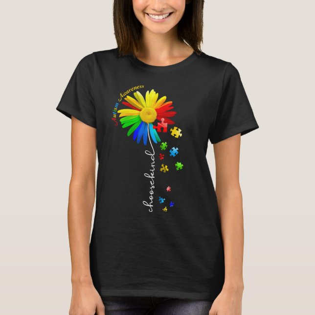 Camiseta Autismo Conciencia Daisy Flor Elegir clase (Anverso)