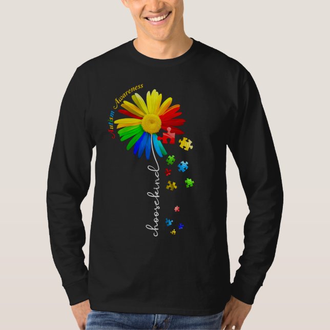 Camiseta Autismo Conciencia Daisy Flor Elegir clase (Anverso)