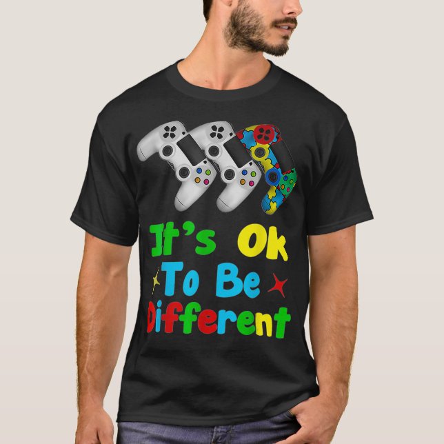 Camiseta Autismo Conciencia Día de Videojuego Puzzle Differ (Anverso)