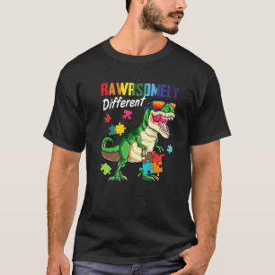 Camiseta Autismo Conciencia Dinosaurio Rawsomsomne Diferent