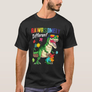 Camiseta Autismo Conciencia Dinosaurio Rawsomsomne Diferent