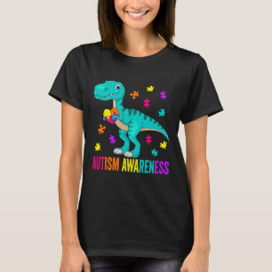 Camiseta Autismo Conciencia Dinosaurio Rompecabezas de auti